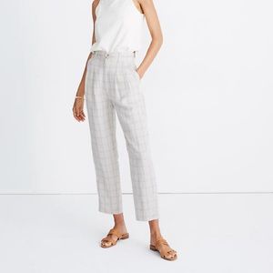Madewell pleated taper wide leg pant in windowpane